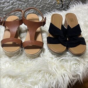 Brown and Black Women's Sandals Set